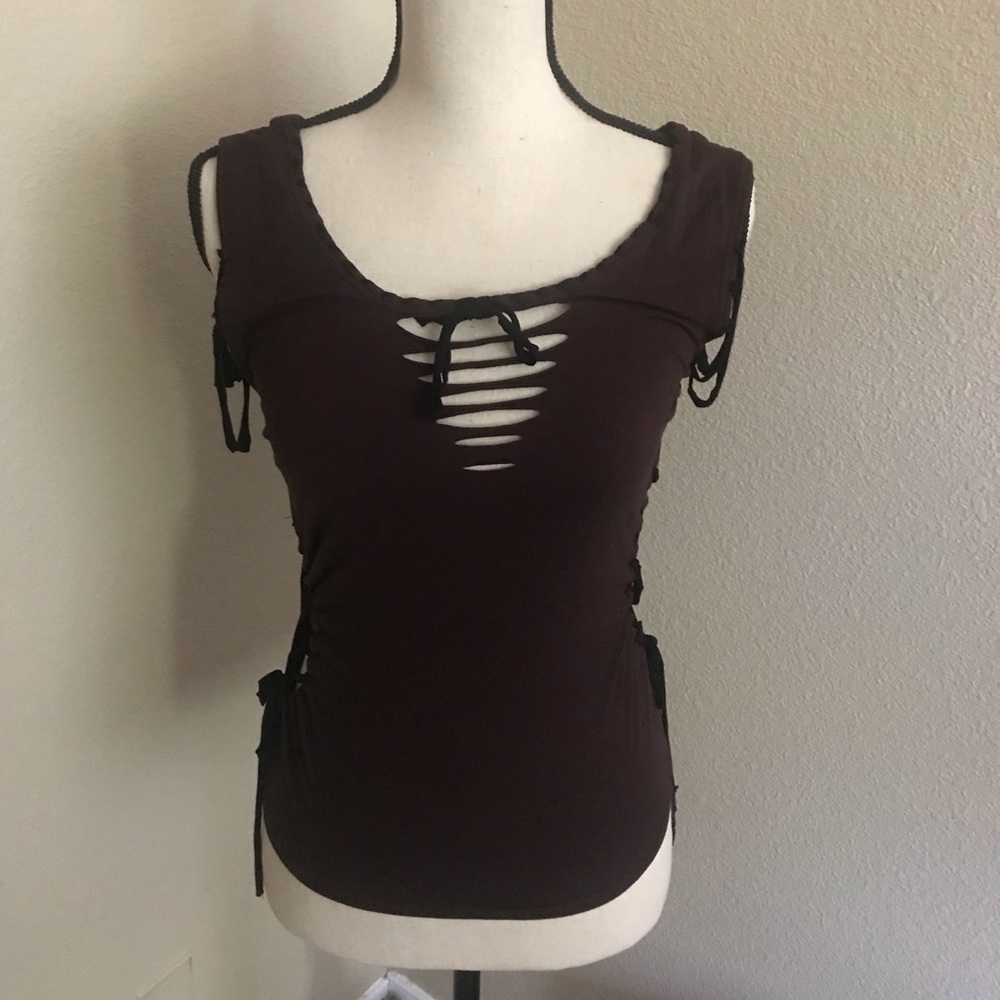 Brown and Black Strappy Tank Top